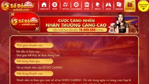 Nhận tiền khủng khi cược càng nhiều nhận thưởng càng cao Sodo66 