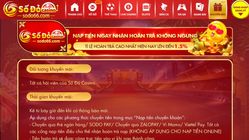 Tổng quan sự kiện Nạp tiền ngay nhận hoàn trả không ngừng